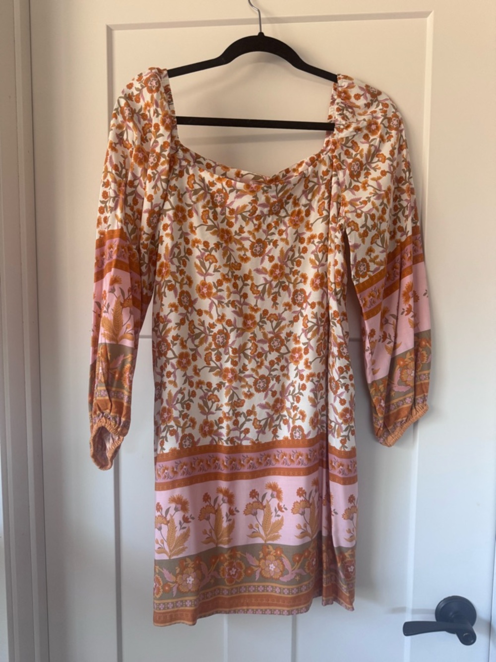 Traffic People Pink, White & Rust Floral Long-Sleeve Dress